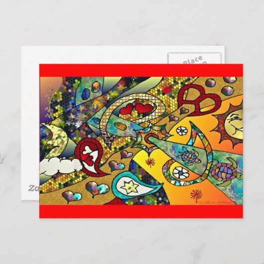 レトロ60sサイケデリックライフギフトウェアのサイクル ポストカード (正面/裏面)