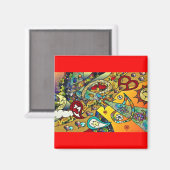 レトロ60sサイケデリックライフギフトウェアのサイクル マグネット (正面/裏面)