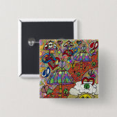 レトロ60sサイケデリック魔法きのこボタン 缶バッジ (正面&裏面)