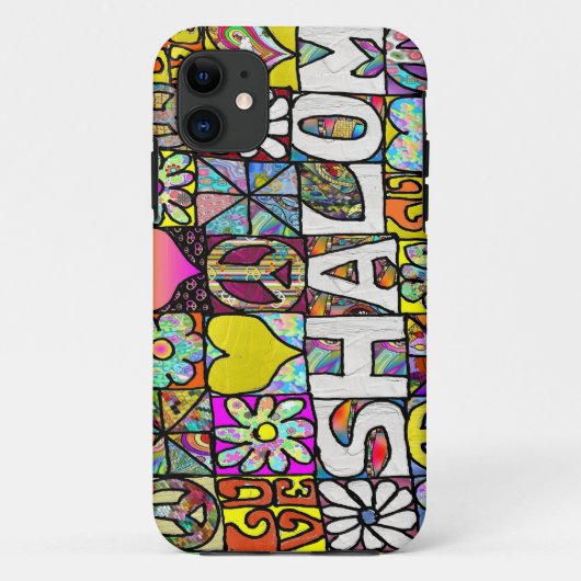 レトロ60sサイケデリック シャローム LOVE Case-Mate iPhoneケース (裏面)