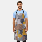 レトロ60sタイル:幾何カラフルパターン エプロン (着用した状態)
