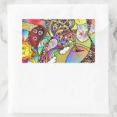 レトロ60sハートサイケデリックペイズリーギフトアパレル 長方形シール (バッグ)