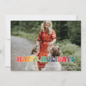 レトロ60sヒッピーおもしろいハッピーホリデーズフォト シーズンカード (正面)
