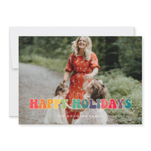 レトロ60sヒッピーおもしろいハッピーホリデーズフォト