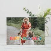 レトロ60sヒッピーおもしろいハッピーホリデーズフォト シーズンカード (スタンド正面)