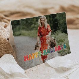 レトロ60sヒッピーおもしろいハッピーホリデーズフォト シーズンカード