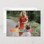 レトロ60sヒッピーおもしろいハッピーホリデー写真 シーズンポストカード (正面/裏面)