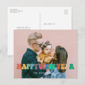 レトロ60sヒッピーおもしろいハッピー新年の写真 シーズンポストカード (正面/裏面)