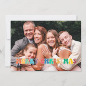 レトロ60sヒッピーおもしろいメリークリスマスファミリーフォト シーズンカード (正面)