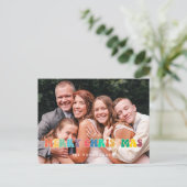 レトロ60sヒッピーおもしろいメリークリスマス家族の写真 シーズンポストカード (スタンド正面)