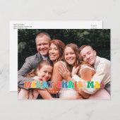 レトロ60sヒッピーおもしろいメリークリスマス家族の写真 ポストカード (正面/裏面)