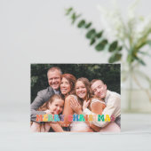 レトロ60sヒッピーおもしろいメリークリスマス家族の写真 ポストカード (スタンド正面)