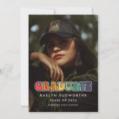 レトロ60sヒッピーおもしろい卒業写真 案内状 (正面)