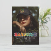 レトロ60sヒッピーおもしろい卒業写真 案内状 (スタンド正面)
