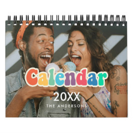 レトロ60sヒッピーおもしろい家族写真2025 カレンダー