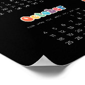 レトロ60sヒッピー2025黒カレンダー ポスター (角)