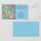 レトロ60sフラワーパワーブルーパープルトレンディー 名刺 (正面/裏面)