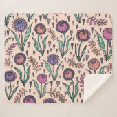 レトロ60sフローラ：ホームデコーパターン シェルパブランケット (正面(横))