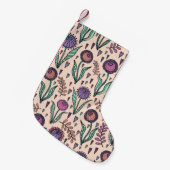 レトロ60sフローラ：ホームデコーパターン スモールクリスマスストッキング (正面 (吊り時))