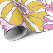 レトロ60sフローラ。ヴィンテージイラストレーションパターン。  ラッピングペーパー (ロールコーナー)