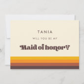 レトロ60sミッドセンチュリーメイド・オブ・オーナー（花嫁付き添い人）提案カード 招待状 (正面)