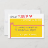 レトロ60sミッドセンチュリーモダンウェディングRSVPカード 招待状 (正面)