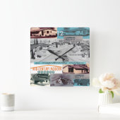 レトロ60sモザイクモダンラ スクエア壁時計 (ホーム)