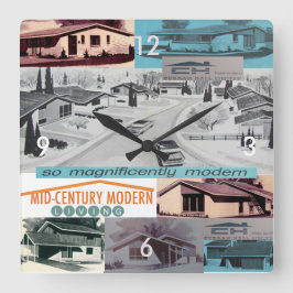 レトロ60sモザイクモダンラ スクエア壁時計