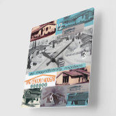 レトロ60sモザイクモダンラ スクエア壁時計 (傾斜)