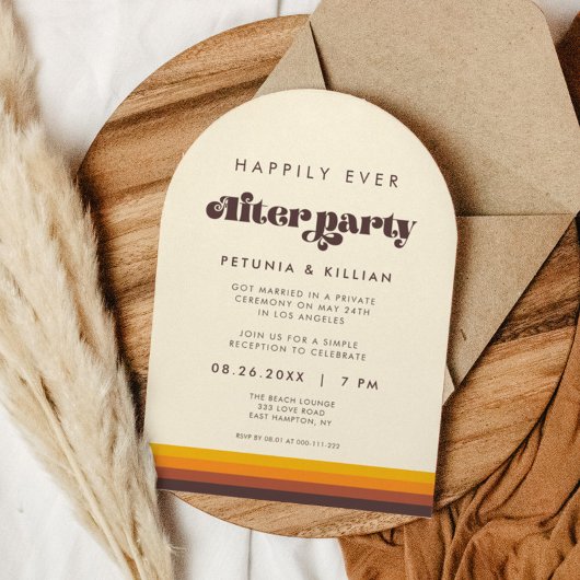 レトロ60sヴィンテージがパーティーアーチ後ずっと幸せに 招待状