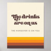 レトロ60sヴィンテージウェディングオープンバーの看板 ポスター (正面)