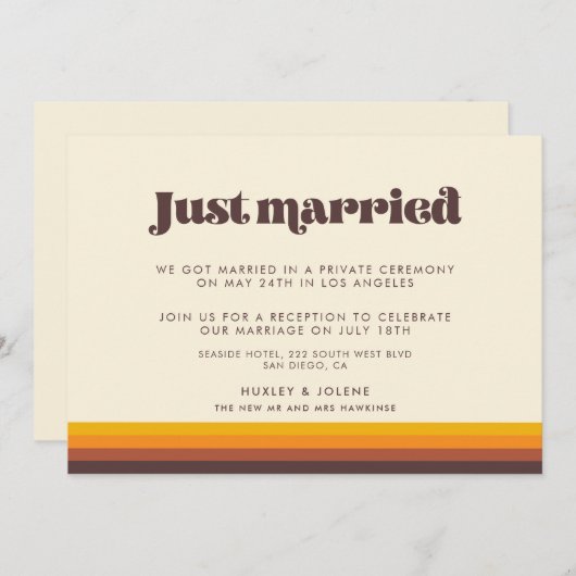レトロ60sヴィンテージカラーたった今結婚しました発表 招待状 (正面/裏面)
