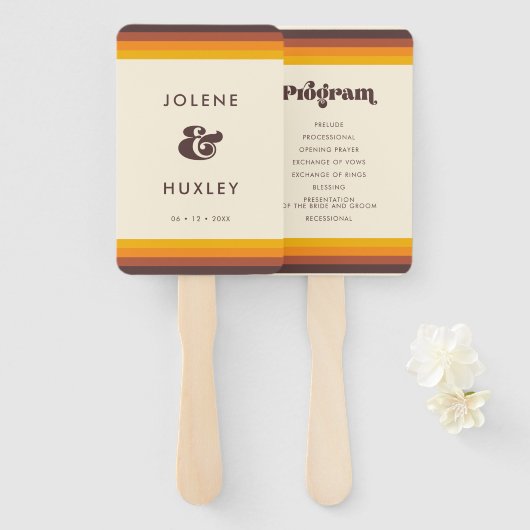レトロ60sヴィンテージカラーウェディングプログラム ハンドファン (正面&裏面)