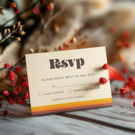 レトロ60sヴィンテージカラーウェディングRSVPカード 出欠カード