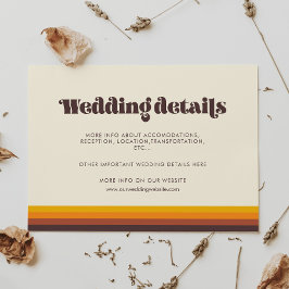 レトロ60sヴィンテージカラー結婚の詳細カード エンクロージャーカード