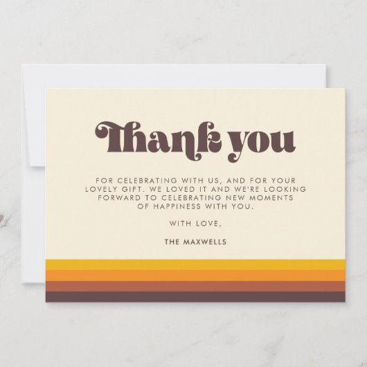 レトロ60sヴィンテージミッドセンチュリーベイビーシャワー サンキューカード (正面)