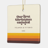 レトロ60sヴィンテージ初めてのクリスマス婚約した写真 セラミックオーナメント (左)