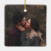 レトロ60sヴィンテージ初めてのクリスマス婚約した写真 セラミックオーナメント (裏面)