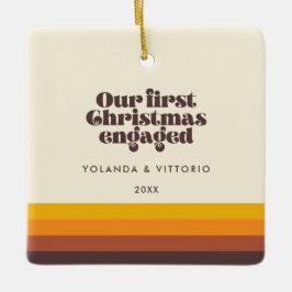 レトロ60sヴィンテージ初めてのクリスマス婚約した写真 セラミックオーナメント