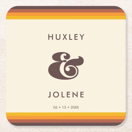 レトロ60sヴィンテージ結婚カラー スクエアペーパーコースター (正面)