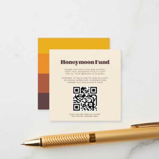 レトロ60sヴィンテージ色ハネムーンファンドQRコード エンクロージャーカード (正面/裏面インサイチュ)