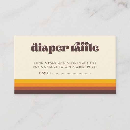 レトロ60sヴィンテージ赤ちゃんシャワーおむつラッフルカード エンクロージャーカード (正面)