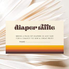 レトロ60sヴィンテージ赤ちゃんシャワーおむつラッフルカード エンクロージャーカード