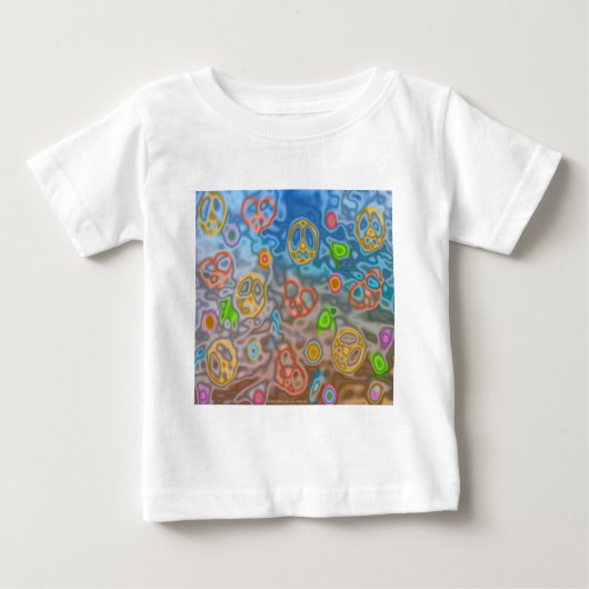 レトロ60s平和な海ライフアパレルギフト ベビーTシャツ (正面)