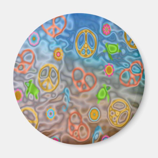 レトロ60s平和な海ライフアパレルギフト マグネット (正面)