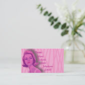 レトロ60s明るいピンクの美容院の名刺 名刺 (スタンド正面)
