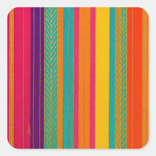 レトロ60s明モダンるいストライプ スクエアシール (正面)