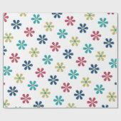 レトロ60s花金ゴールドブルーレッドグリッタースパークル ラッピングペーパー (フラット)