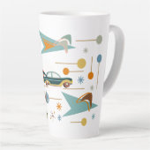 レトロ60s車の旅へのビーチラテマグカップ カフェラテマグ (右アングル)