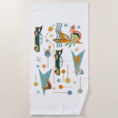 レトロ60s車の旅へのビーチ ビーチタオル (正面)